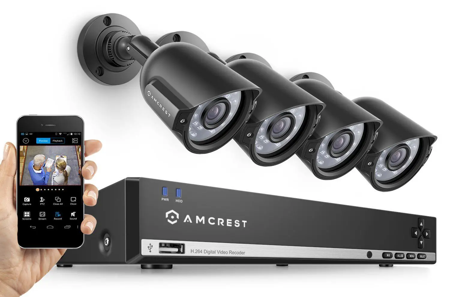 Amcrest 960H Video Security System Four 800+TVL Weatherproof Cameras