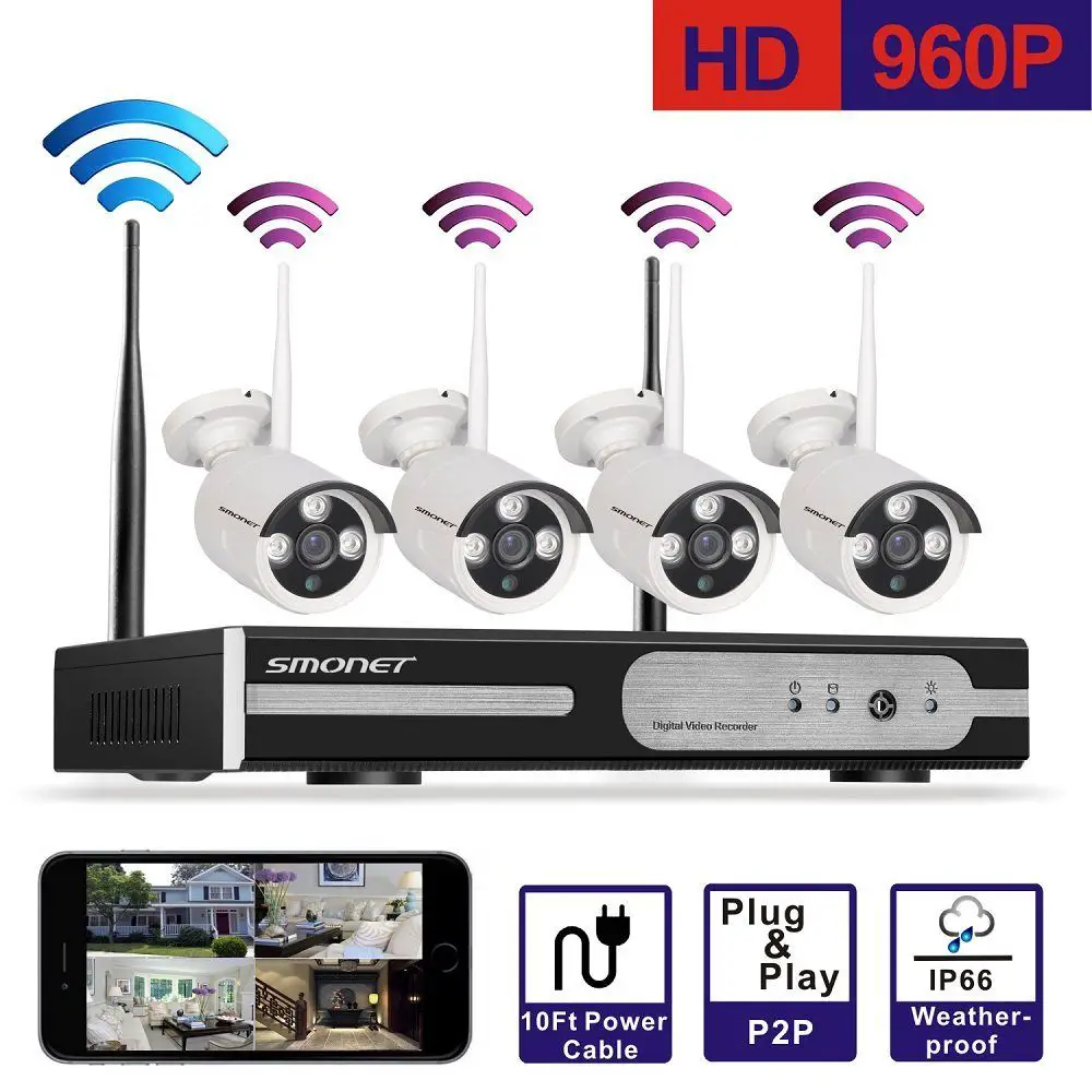 Smonet 4CH 960P(1280X960) HD Wireless Video Security System